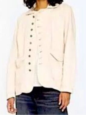 Sandrine Rose/Free People Women's Cream/Tan Button-Front Blazer Jacket
